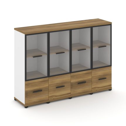 Concept Шкаф 4 узкие секции, 3 ниши CN.STU-342 RPB B Сандал Янтарный/Белый Бриллиант/Металл Черный/П