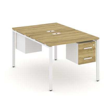 Concept Рабочая станция 2 сторонняя с подвесными тумбами на 2 места CN.DRS-113 W Дуб Винченцо/Белый