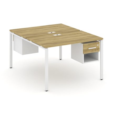 Concept Рабочая станция 2 сторонняя с подвесными тумбами на 2 места CN.DRS-118 W Дуб Винченцо/Белый