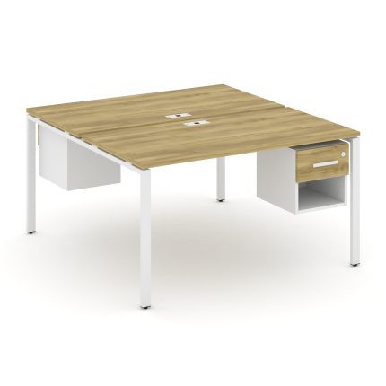 Concept Рабочая станция 2 сторонняя с подвесными тумбами на 2 места CN.DRS-119 W Дуб Винченцо/Белый