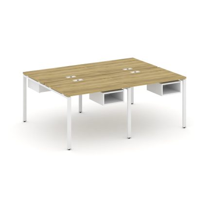 Concept Рабочая станция двухсторонняя с подвесными тумбами на 4 места CN.DRS-121 Дуб Винченцо/Белый