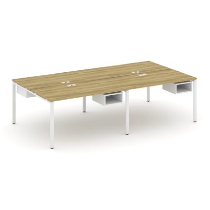 Concept Рабочая станция двухсторонняя с подвесными тумбами на 4 места CN.DRS-123 Дуб Винченцо/Белый