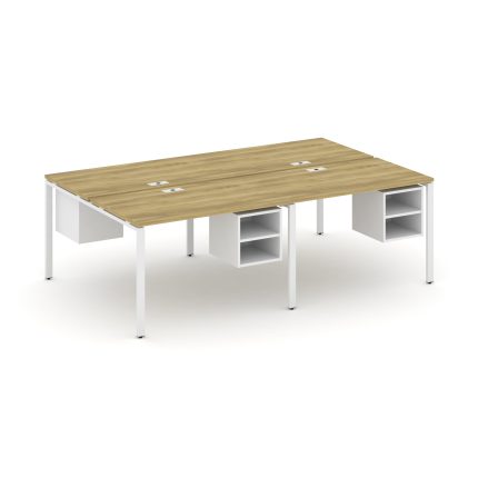 Concept Рабочая станция двухсторонняя с подвесными тумбами на 4 места CN.DRS-126 Дуб Винченцо/Белый