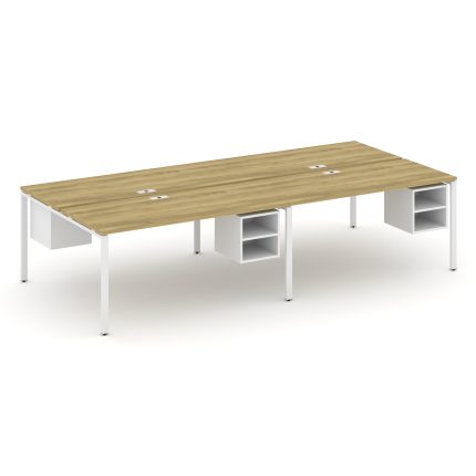 Concept Рабочая станция двухсторонняя с подвесными тумбами на 4 места CN.DRS-128 Дуб Винченцо/Белый