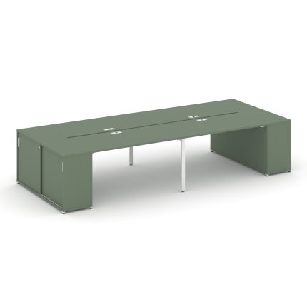 Concept Рабочая станция с опорными шкафами-купе CN.DRS-279 W Кобо/Металл Белый 3600*1480*750