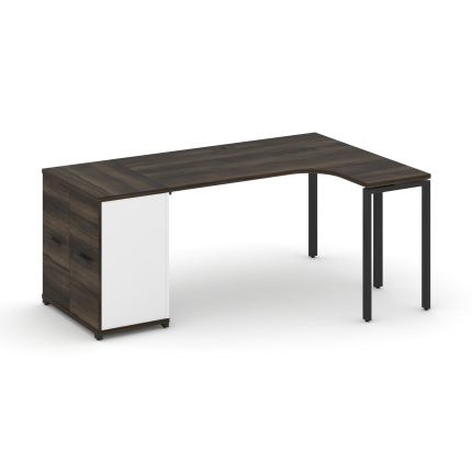 Concept Стол эргономичный с опорным распаш. шкафом CN.SA-209(R) B Дуб Мали/Белый Бриллиант/Металл Че