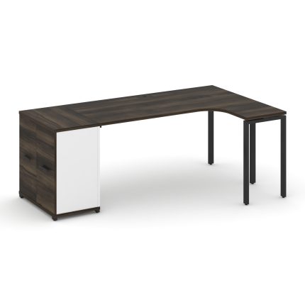 Concept Стол эргономичный с опорным распаш. шкафом CN.SA-210(R) B Дуб Мали/Белый Бриллиант/Металл Че