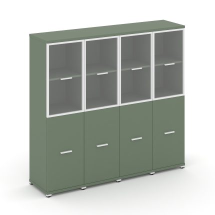 Concept Шкаф 4 узкие секции, 4 ниши CN.STU-442 RPW W Кобо/Металл Белый/Прозрачный 1668*420*1554