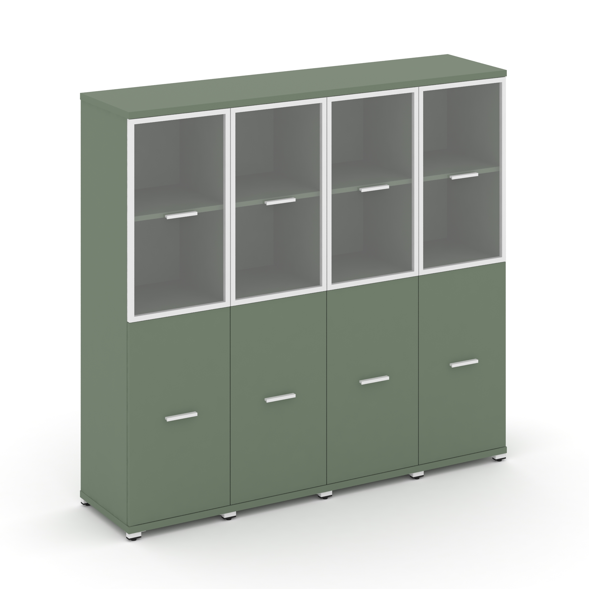 Concept Шкаф 4 узкие секции, 4 ниши CN.STU-442 RPW W Кобо/Металл Белый/Прозрачный 1668*420*1554