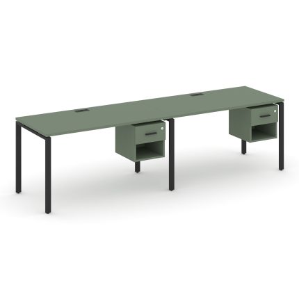 Concept Рабочая станция односторонняя с подвес. тумбами 2 места CN.ORS-117 B Кобо/Металл Черный 1960