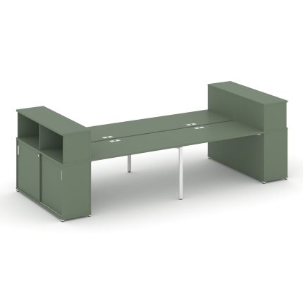 Concept Рабочая станция с опорными шкафами-купе с надставкой низ. CN.DRS-283 W Кобо/Металл Белый 360