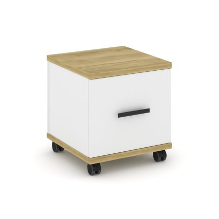 Concept Тумба мобильная 1 распаш. фасад CN.TUM-007 B Дуб Винченцо/Белый Бриллиант/Металл Черный 420*