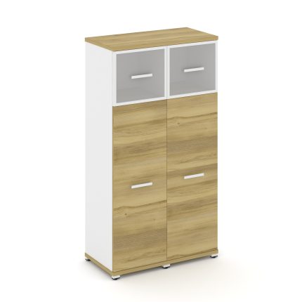 Concept Шкаф 2 узкие секции, 4 ниши CN.STU-424 RMW W Дуб Винченцо/Белый Бриллиант/Металл Белый/Сатин