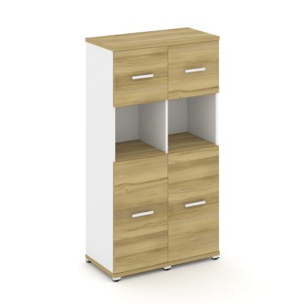 Concept Шкаф 2 узкие секции, 4 ниши CN.STU-425 W Дуб Винченцо/Белый Бриллиант/Металл Белый 836*420*1