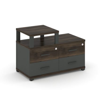 Concept Тумба приставная широкая 4 ящ. с надставкой узкой CN.TSP-002 A Дуб Мали/Антрацит/Металл Антр