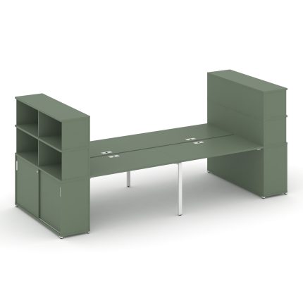 Concept Рабочая станция с опорными шкафами-купе с надставкой выс. CN.DRS-285 W Кобо/Металл Белый 280