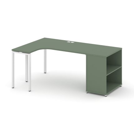 Concept Стол эргономичный с опорным стеллажом CN.SA-201(L) Кобо/Металл Белый 1800*1180*750