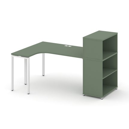 Concept Стол эргономичный с опорным стеллажом с надставкой низ. CN.SA-206(L) Кобо/Металл Белый 2000*