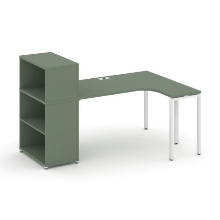 Concept Стол эргономичный с опорным стеллажом с надставкой низ. CN.SA-206(R) Кобо/Металл Белый 2000*