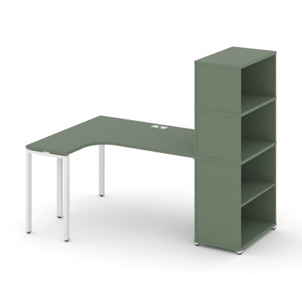 Concept Стол эргономичный с опорным стеллажом с надставкой выс. CN.SA-208(L) Кобо/Металл Белый 2000*