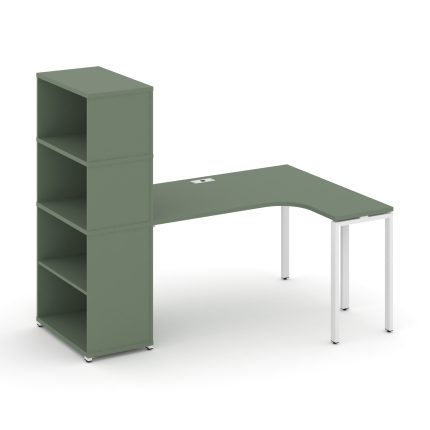 Concept Стол эргономичный с опорным стеллажом с надставкой выс. CN.SA-207(R) Кобо/Металл Белый 1800*