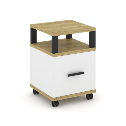 Concept Тумба мобильная 1 распаш. фасад с надставкой CN.TUM-008 B Дуб Винченцо/Белый Бриллиант/Метал