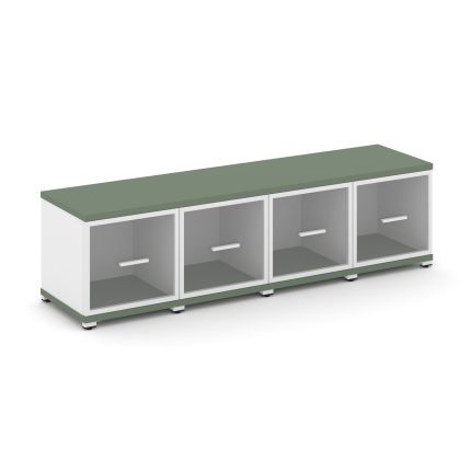 Concept Шкаф 4 узкие секции, 1 ниша CN.STU-143 RPW W Кобо/Белый Бриллиант/Металл Белый/Прозрачный 16