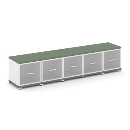 Concept Шкаф 5 узких секций, 1 ниша CN.STU-153 RMW W Кобо/Белый Бриллиант/Металл Белый/Сатин 2084*42