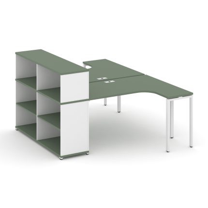 Concept Рабочая станция с опорным стеллажом с надставкой низ. CN.DSA-205 Кобо/Белый Бриллиант/Металл