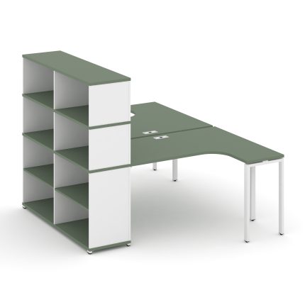 Concept Рабочая станция с опорным стеллажом с надставкой выс. CN.DSA-208 Кобо/Белый Бриллиант/Металл