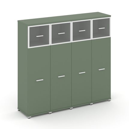 Concept Шкаф 4 узкие секции, 4 ниши CN.STU-444 RPW W Кобо/Металл Белый/Прозрачный 1668*420*1554