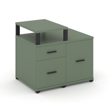 Concept Тумба приставная сервисная с надставкой узкой CN.TSR-002 B Кобо/Металл Черный 836*600*750