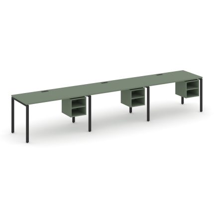 Concept Рабочая станция односторонняя с подвес. тумбами 3 места CN.ORS-128 Кобо/Металл Черный 4740*7