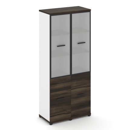 Concept Шкаф 2 узкие секции, 5 ниш CN.STU-522 RMB B Дуб Мали/Белый Бриллиант/Металл Черный/Сатин 836