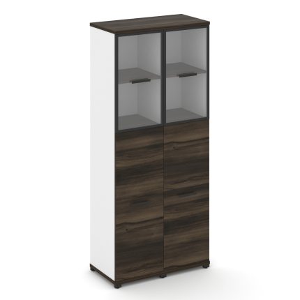 Concept Шкаф 2 узкие секции, 5 ниш CN.STU-525 RPB B Дуб Мали/Белый Бриллиант/Металл Черный/Прозрачны