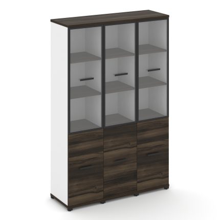 Concept Шкаф 3 узкие секции, 5 ниш CN.STU-532 RPB B Дуб Мали/Белый Бриллиант/Металл Черный/Прозрачны