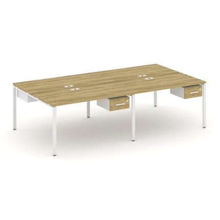 Concept Рабочая станция двухсторонняя с подвесными тумбами на 4 места CN.DRS-131 W Дуб Винченцо/Белы
