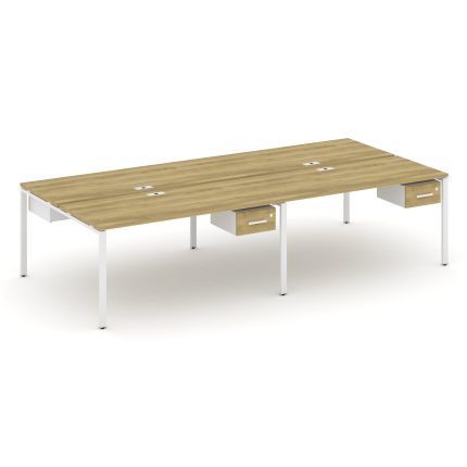 Concept Рабочая станция двухсторонняя с подвесными тумбами на 4 места CN.DRS-132 W Дуб Винченцо/Белы