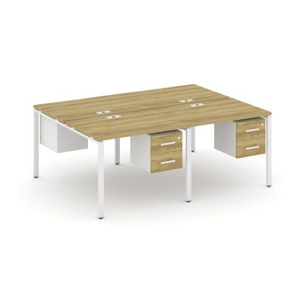 Concept Рабочая станция двухсторонняя с подвесными тумбами на 4 места CN.DRS-133 W Дуб Винченцо/Белы