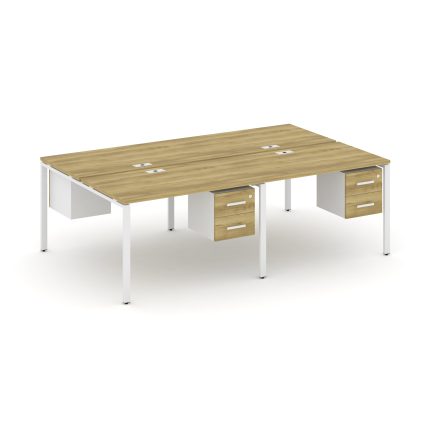 Concept Рабочая станция двухсторонняя с подвесными тумбами на 4 места CN.DRS-134 W Дуб Винченцо/Белы