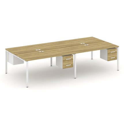 Concept Рабочая станция двухсторонняя с подвесными тумбами на 4 места CN.DRS-136 W Дуб Винченцо/Белы