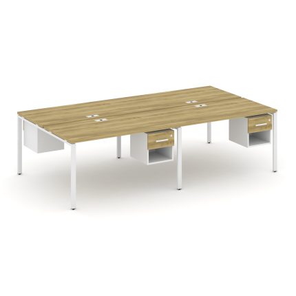 Concept Рабочая станция двухсторонняя с подвесными тумбами на 4 места CN.DRS-139 W Дуб Винченцо/Белы