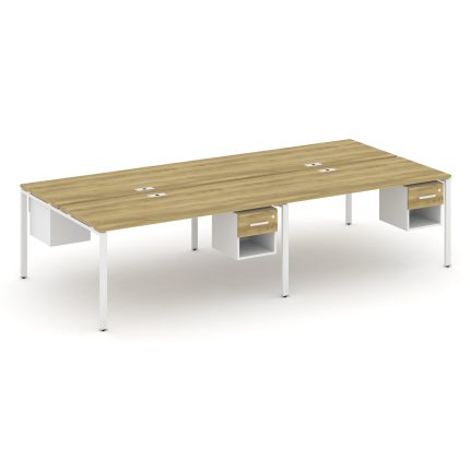 Concept Рабочая станция двухсторонняя с подвесными тумбами на 4 места CN.DRS-140 W Дуб Винченцо/Белы