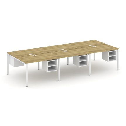 Concept Рабочая станция двухсторонняя с подвес. тумбами на 6 мест CN.DRS-146 Дуб Винченцо/Белый Брил