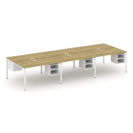 Concept Рабочая станция двухсторонняя с подвес. тумбами на 6 мест CN.DRS-147 Дуб Винченцо/Белый Брил