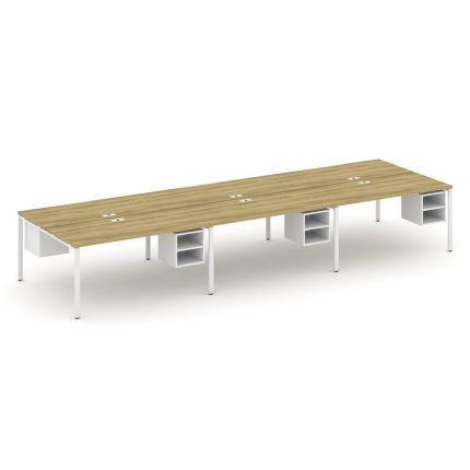 Concept Рабочая станция двухсторонняя с подвес. тумбами на 6 мест CN.DRS-148 Дуб Винченцо/Белый Брил