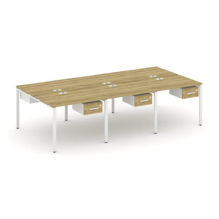 Concept Рабочая станция двухсторонняя с подвес. тумбами на 6 мест CN.DRS-149 W Дуб Винченцо/Белый Бр