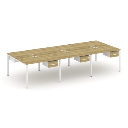 Concept Рабочая станция двухсторонняя с подвес. тумбами на 6 мест CN.DRS-150 W Дуб Винченцо/Белый Бр