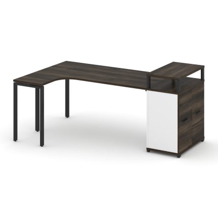 Concept Стол эргономичный с опорным распаш. шкафом с верх. горизонтом CN.SA-212(L) B Дуб Мали/Белый