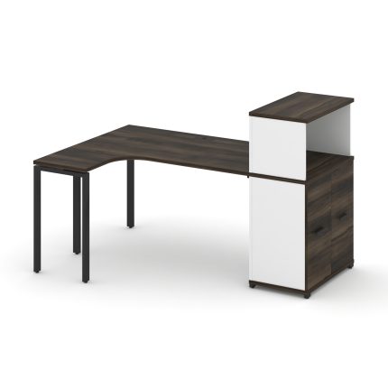 Concept Стол эргономичный с опорным распаш. шкафом с надставкой низ.  CN.SA-213(L) B Дуб Мали/Белый